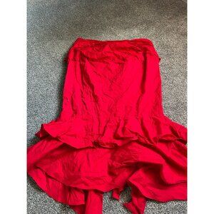 Intermix Red Silk Ruffle Skirt Strapless Asymmetrical Size M